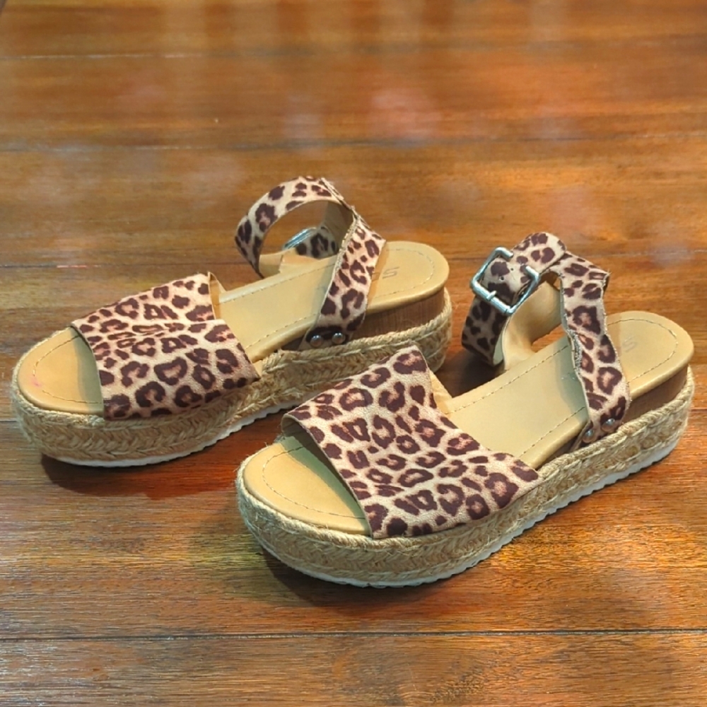 SODA Leopard Print Platform Sandals